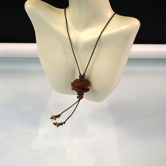 Natural Baltic Amber Pendulum Styled Pendant Necklace - Picture 10 of 10